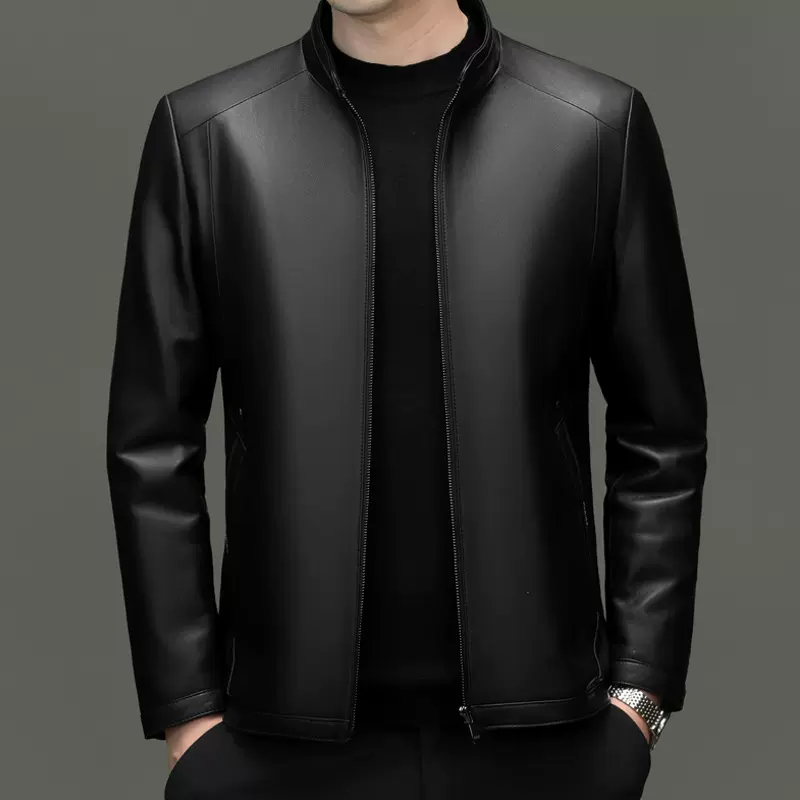 绵羊皮皮衣男士海宁真皮皮夹克春秋季立领休闲通勤机车服商务外套