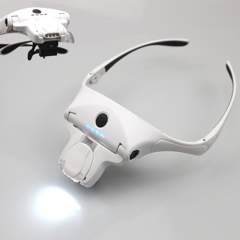 4LED充电头戴放大镜 维修5倍数纹眉刺绣打耳洞清理脸部工具