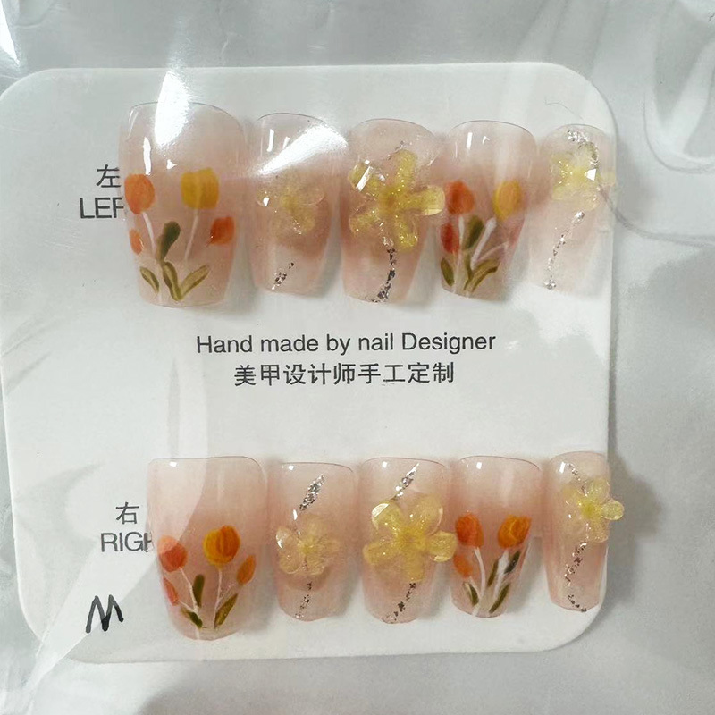 Kaiman desgaste hecho a mano fragmento de uñas con flash diamante Año Nuevo desgaste pieza de uñas puro deseo europeo y americano largo parche de uñas