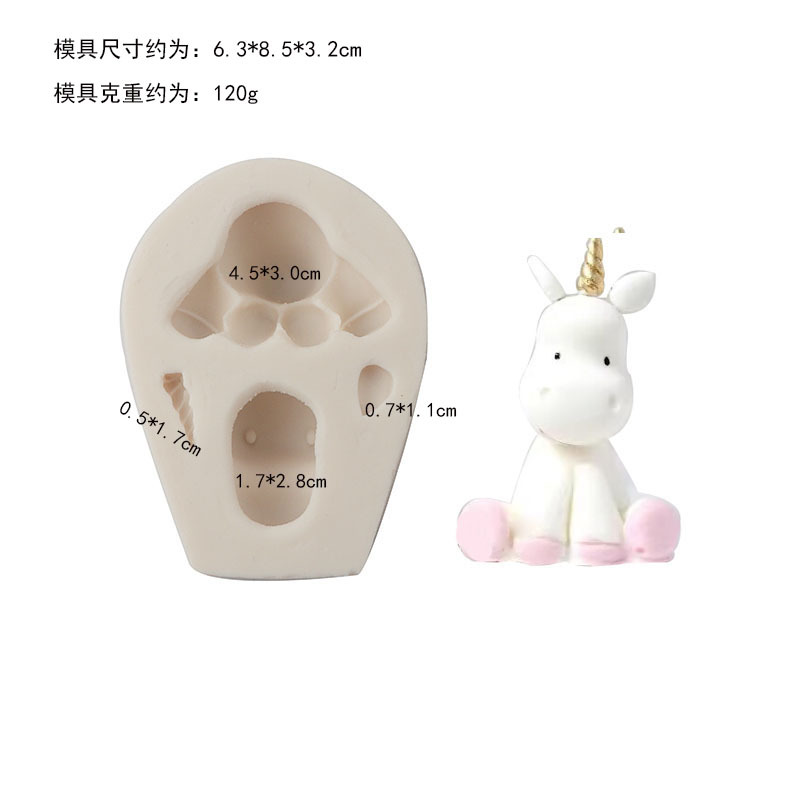 En línea celebridad 3D unicornio epoxi molde de silicona coche aromaterapia molde de yeso jabón molde para hornear