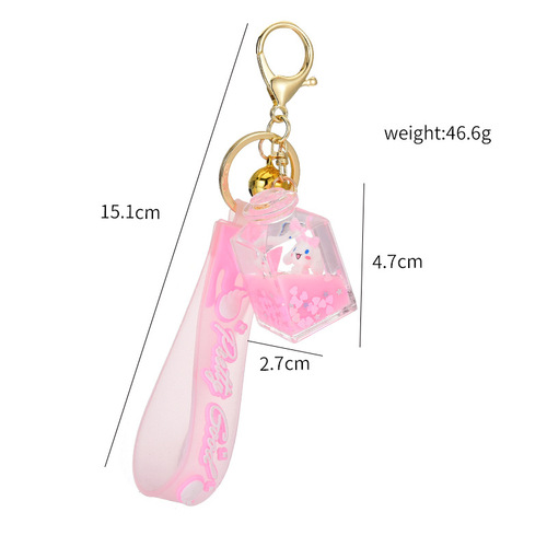 Acrylic perfume bottle cinnamon dog floating pudding dog key chain pendant quicksand oil liquid creative key chain