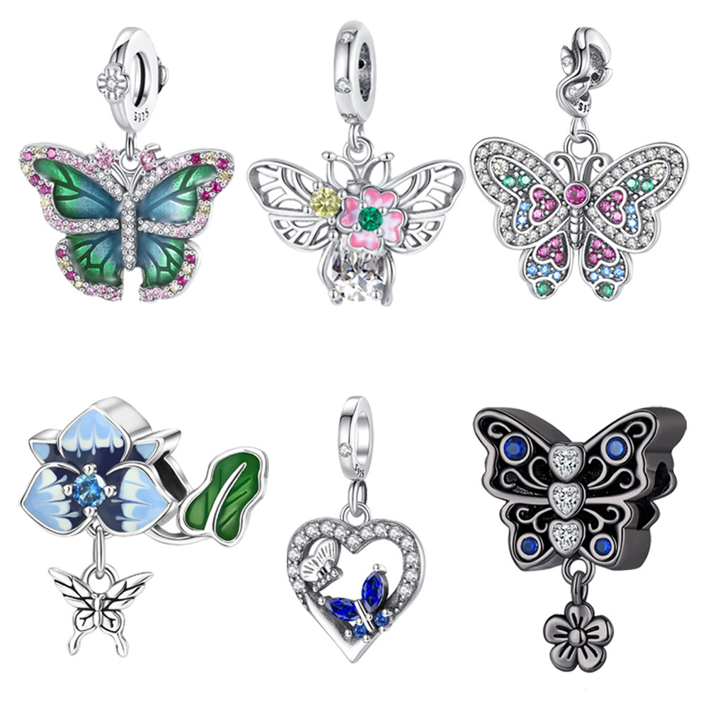 1 Pièce Le Cuivre Zircon Forme De Cœur Fleur Papillon Pendentif display picture 1