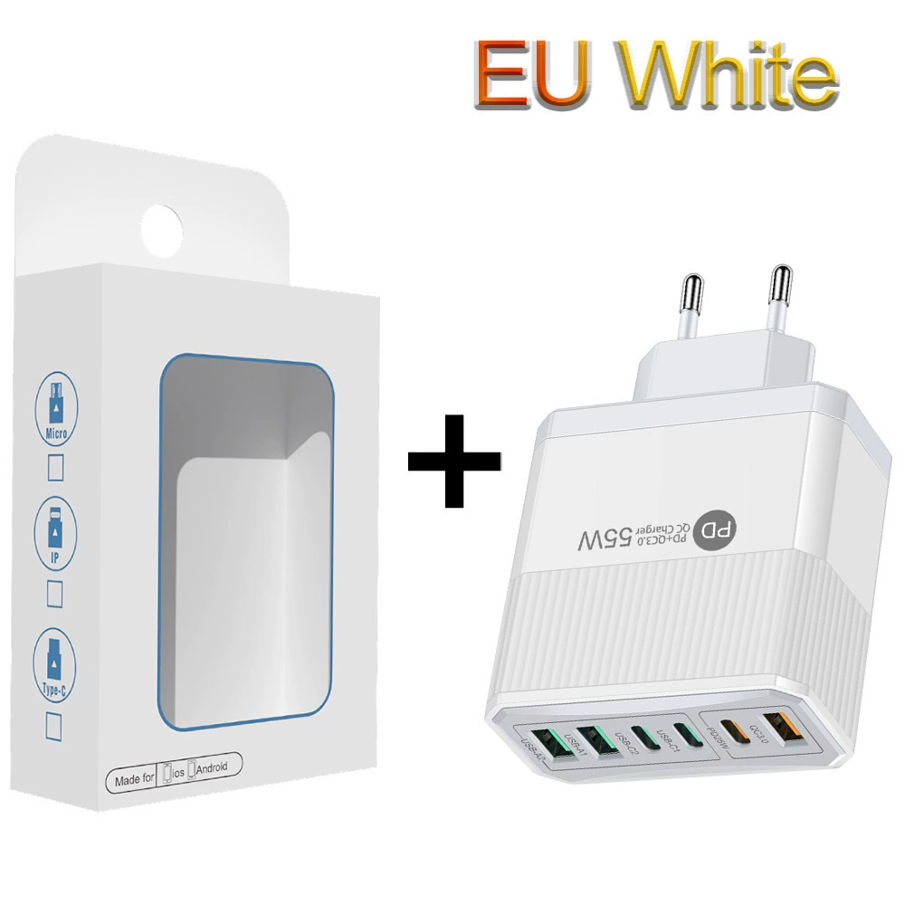 Зарядное устройство для мобильного телефона 3PD+3USB, быстрая зарядка для путешествий, зарядный блок PD55W QC3.0+PD25W