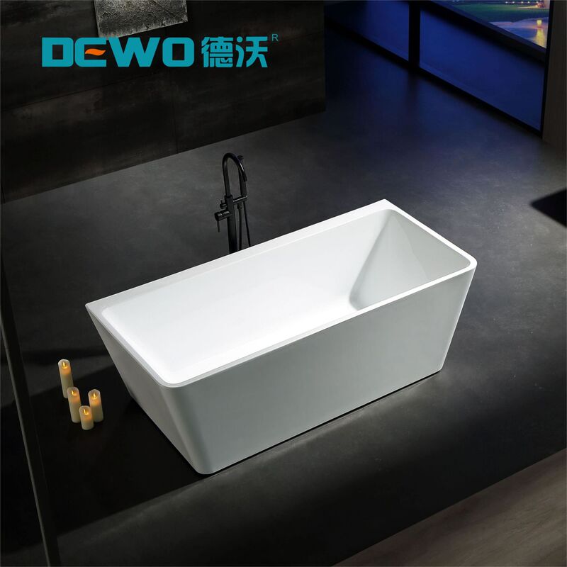 Luxury Superior Long Square Acrylic Independent Bathtub Hotel Engineering Seamless Thin Edge Independent Bathtub