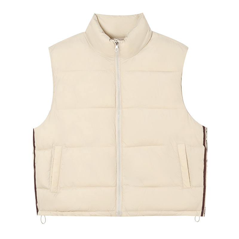 2025 otoño y invierno chaleco de algodón de pluma mujer ropa exterior holgada estilo europeo de la universidad chaleco chaleco de clip de caballo chaqueta image 5