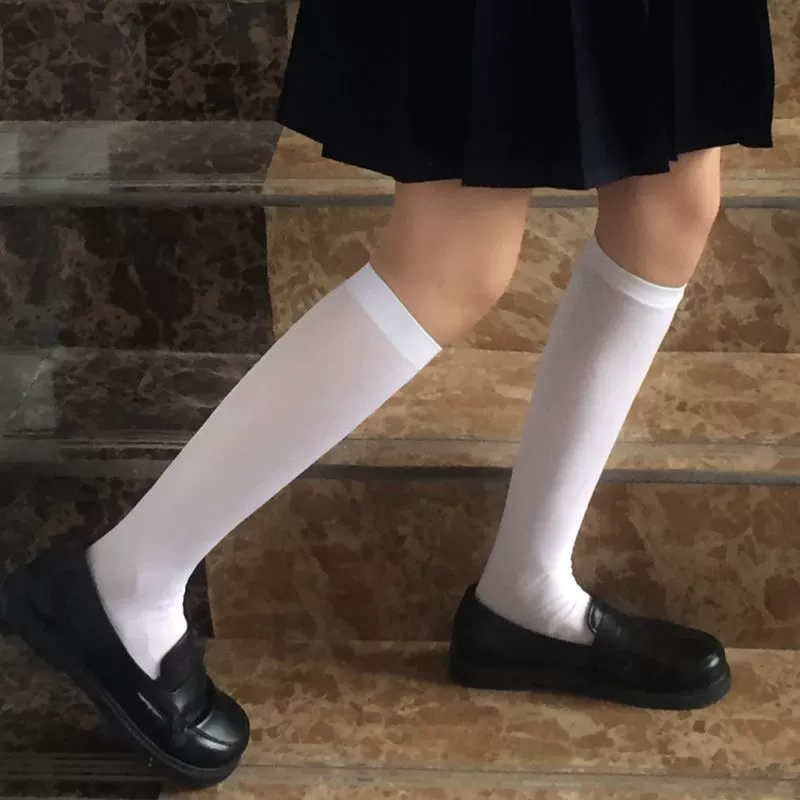 Ultra thin white high boots, knee socks, transparent uniform for elementary school students