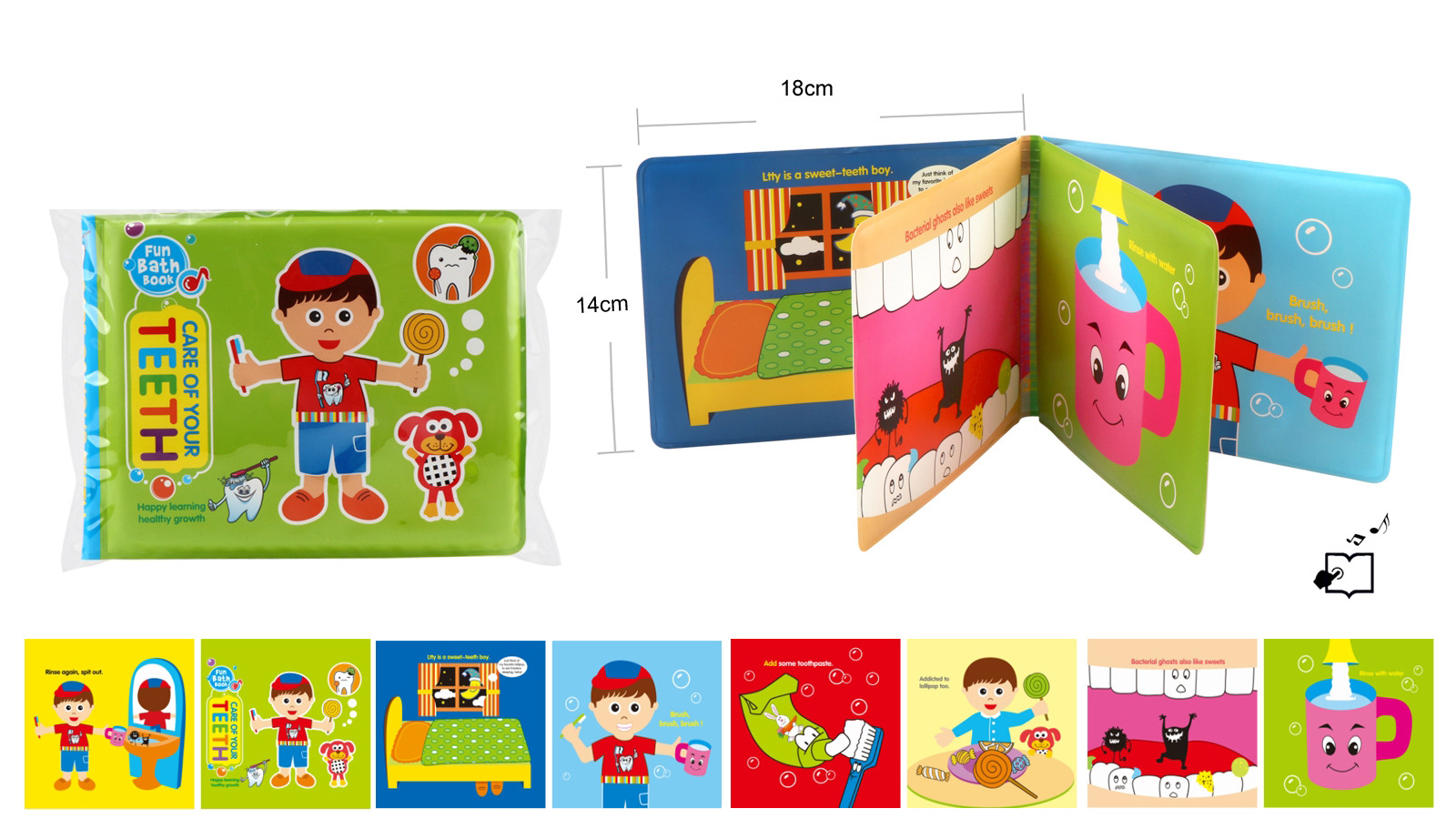 儿童宝宝沐浴洗澡书玩具 EVA浴室书内含BB叫淋浴科教认知浴室玩具