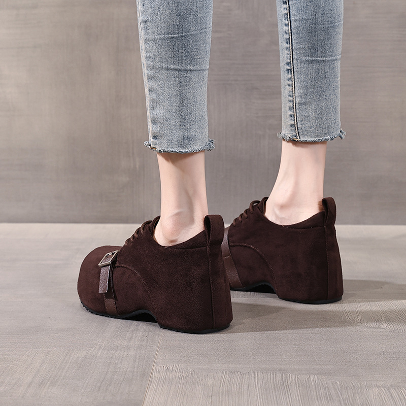 Giày lười nữ Birkenstock đế xuồng dày nâng chiều cao, đế mềm mùa thu — con lạc đà