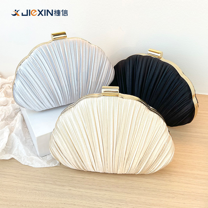 Cross-Border New Shell-Shaped Box Bag, Evening Bag, Creative Hand-Held Banquet Bag, Fashionable Evening Dress Cross-Border Women's Bag