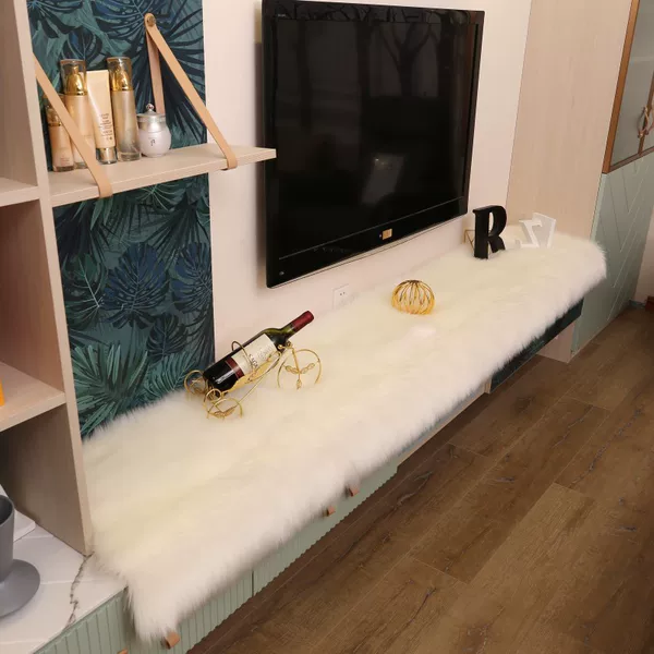 Plush Tv Cabinet Mat Carpet Window Decoration Desktop Booth Blanket Imitation Wool Flow Table Plush Mat