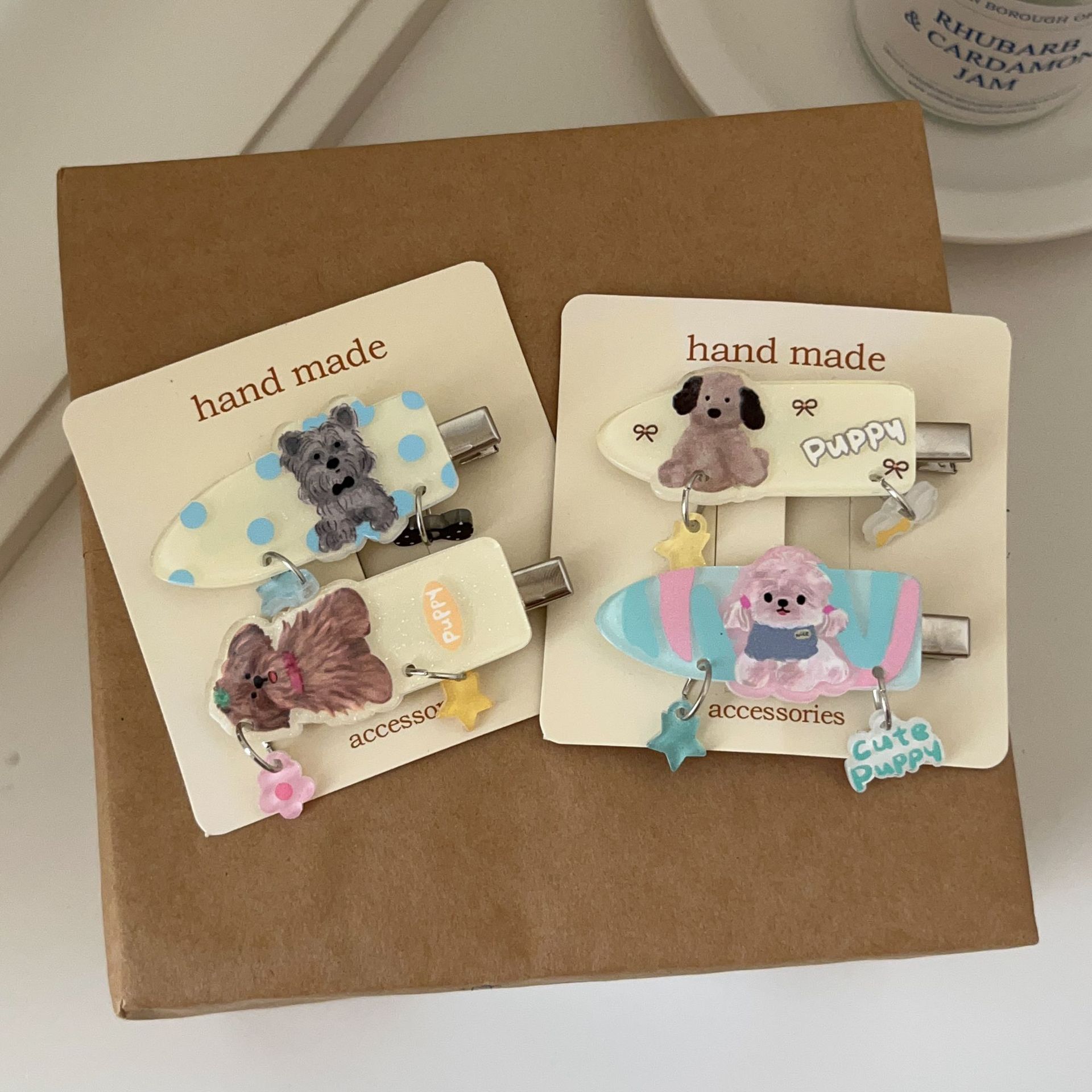 Cute Acrylic West Highland Makeup Clip Hairpin Girly Heart Pendant Duckbill Clip Broken Hair Clip Side Clip Hair Accessories