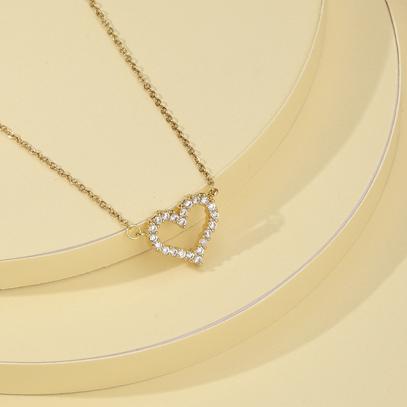 1 Piece Fashion Heart Shape Alloy Copper Inlay Zircon Womenu0027S Necklace