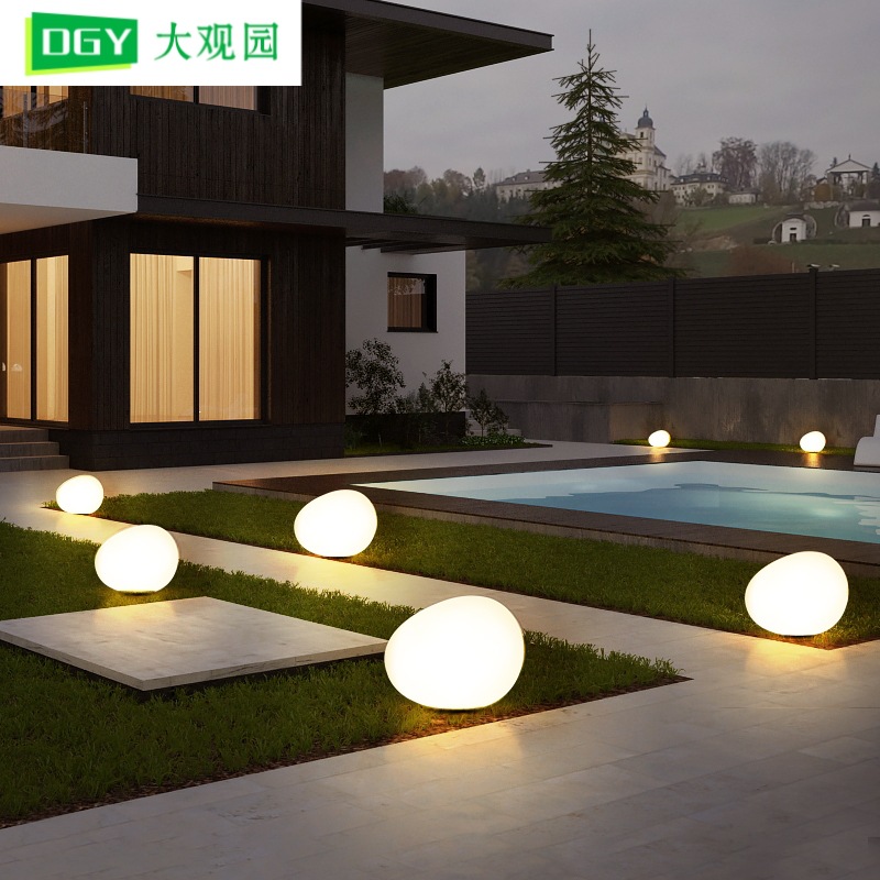 Iluminación exterior paisaje decoración lámpara de patio lámpara de piso de guijarro jardín piscina fiesta atmósfera lámpara de césped 378L