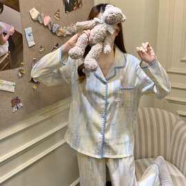 秋冬季新款休闲洋气舒适透气保暖可爱睡衣女云朵棉甜美家居服套装