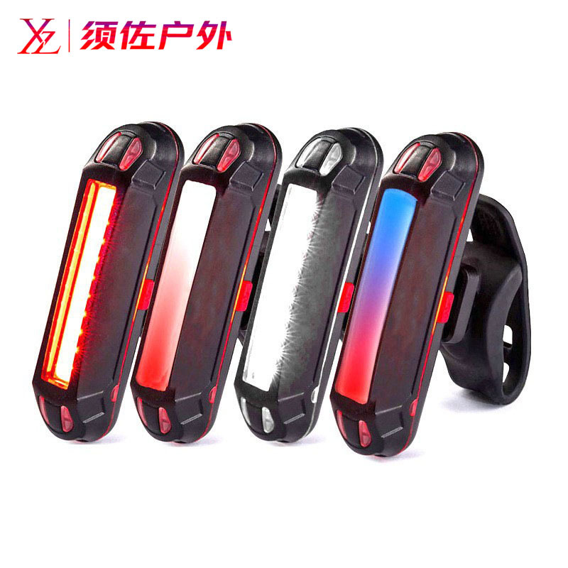 Bicycle tail light USB charging three-color flash bright night riding warning tail light mountain bike riding equipment accessories