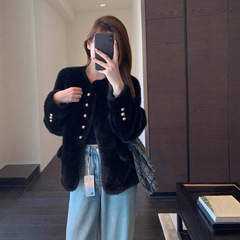 篙贵质感保暖huan保仿貂绒厚毛绒外套女2025秋冬新