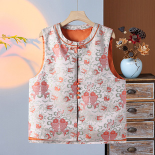 Selling Chinese Style Chinese Vintage Jacquard Vest Coat Elegant Middle-aged Mother's Western Style Waistcoat Women's Coat