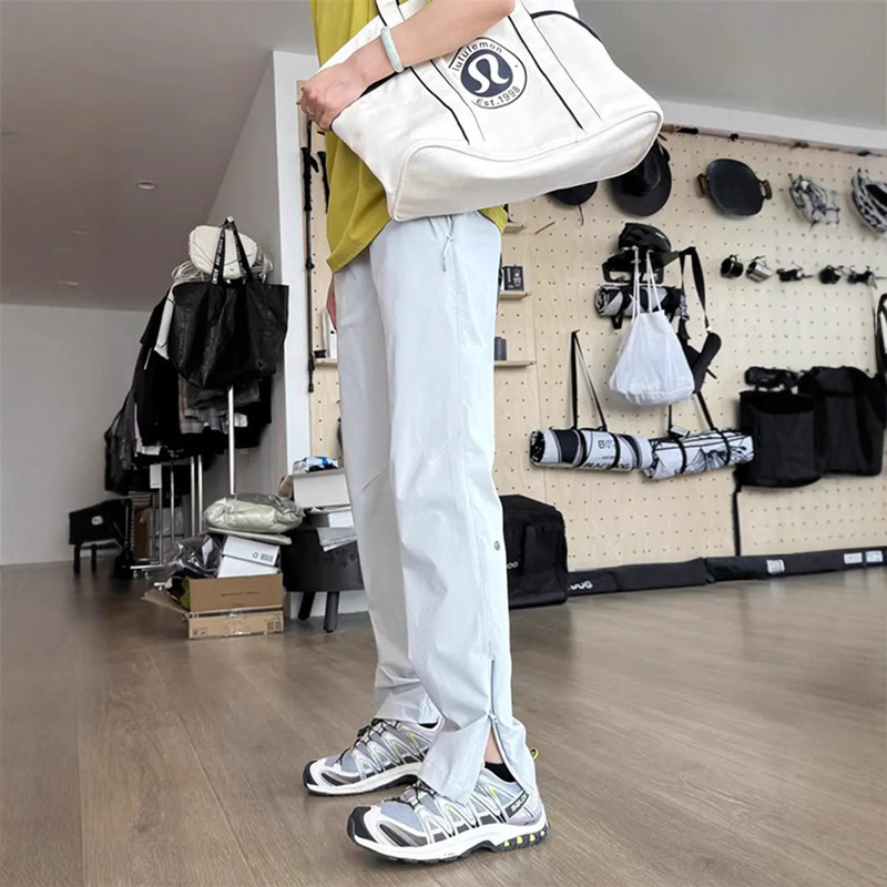 White Side Zipper Hard Shell Jacket Men's Summer Thin High-End Ice Silk Quick-Drying Pants Outdoor Hiking Pants