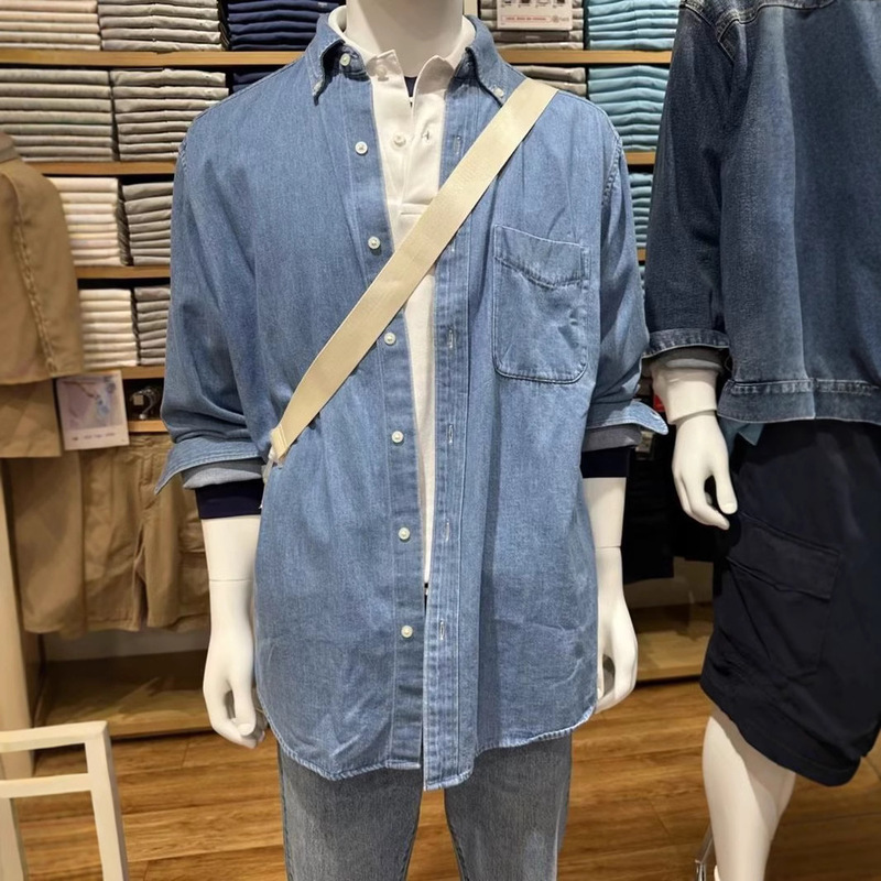 2025 Spring and Summer New Men's and Women's Denim Shirt Jacket Long-Sleeved Casual Work Shirt 460979