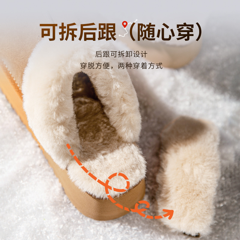 Botas de nieve de baja parte de Augu Lion para mujeres 2025, nuevo invierno con suela gruesa y terciopelo grueso en casa dos zapatillas de lana