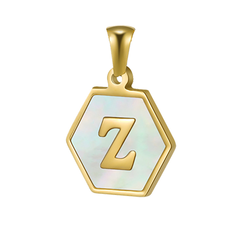 Fashion Hexagon Letter Stainless Steel Layered Necklaces Gold Plated Shell Stainless Steel Necklaces display picture 4