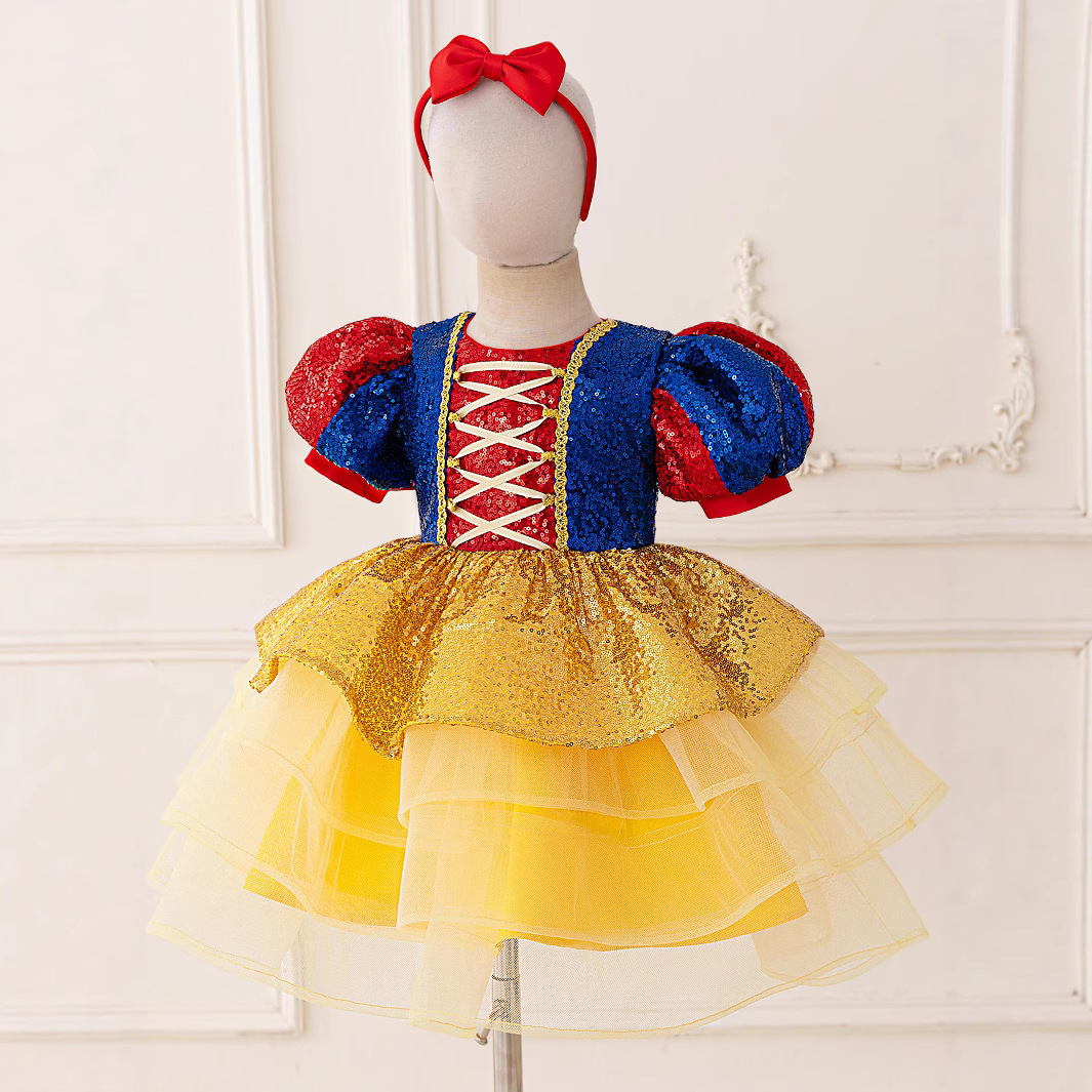 Amazon 2025 Halloween Cosplay White Snow Princess Dress Vestido para niños Vestido para niñas Vestido de fiesta Vestido de noche