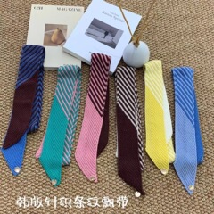 清新拼色针织小围巾针织围脖小单品少女风可爱ins秋
