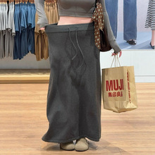巨好看的中长款半身裙女2025秋冬新款遮胯显瘦慵懒风a字针织长裙