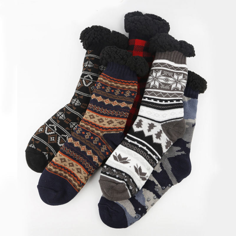 High-Quality Indoor Floor-Warming Fuzzy Slippers Socks for Women, Winter Warm Wool Non-Slip Sherpa Socks