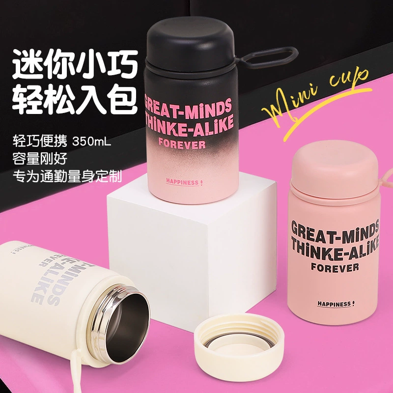 Маленькая круглая крышка, чашка-термос из нержавеющей стали 316, милая чашка с буквами, веревочная чашка для воды, студенческая подарочная чашка, настраиваемая