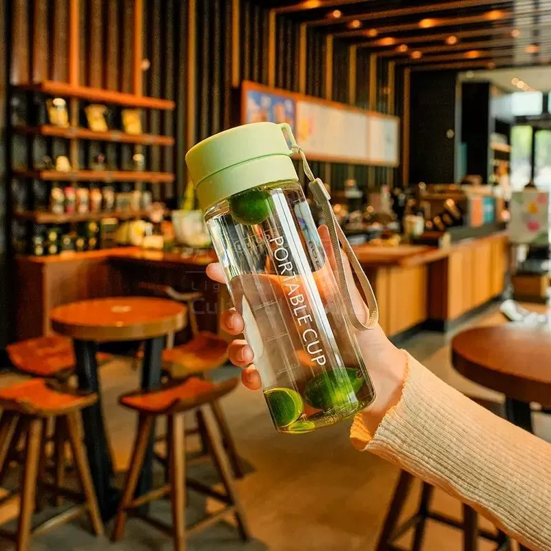Water bottle 600/800 ml, high-temperature resistant plastic, large-capacity portable cup
