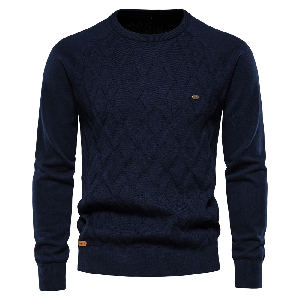 Hochwertiger 2024 Herbst- und Winterneuheiten Pullover aus reiner Baumwolle mit einfarbigem Strickpullover für Herren_voghion.com