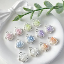 合金简约百搭奶油玫瑰花小吊坠 手工diy项链手链耳环串珠饰品配件