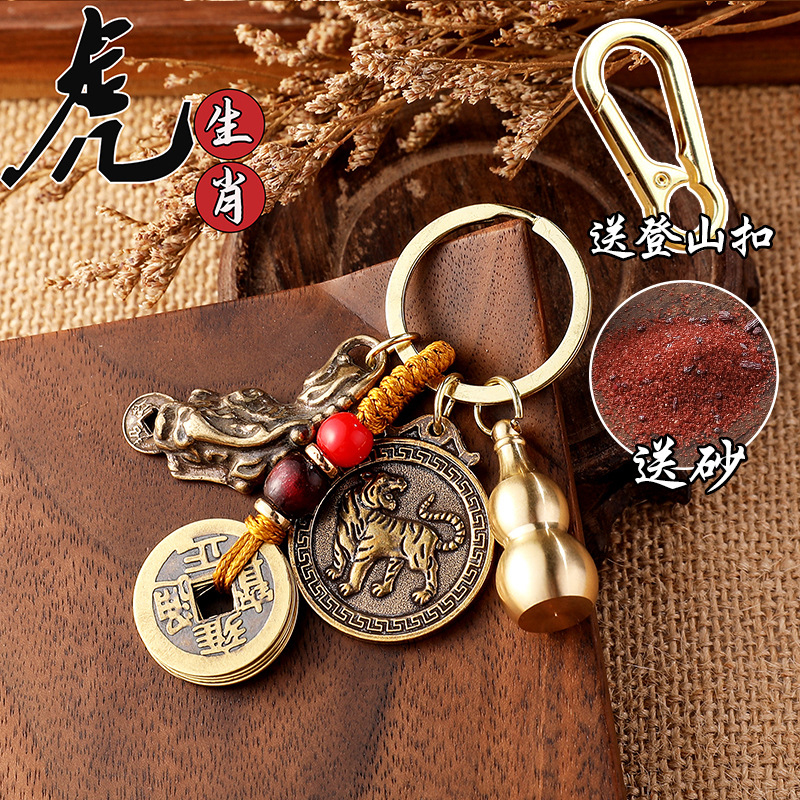 Fu personaje Zodiaco Tigre-cinco Emperador dinero-calabacín