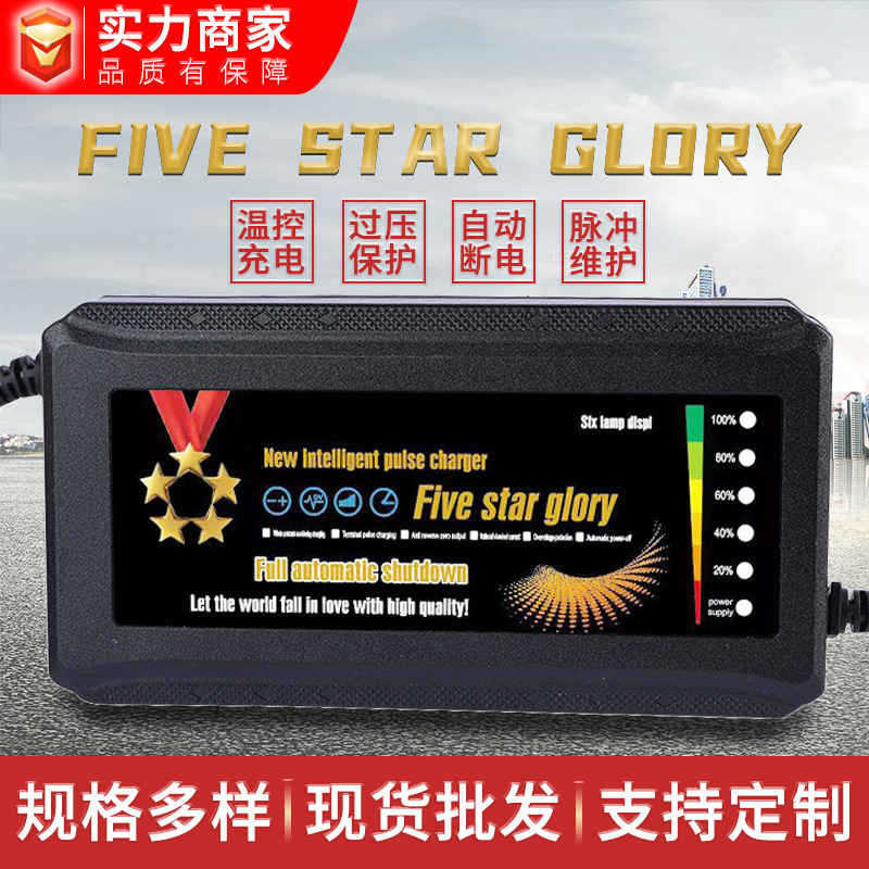 Cross-Border Direct Supply Lead-Acid Battery Charger Five-Star Glory Six-Light Display Power 24V48V60V72V Charger