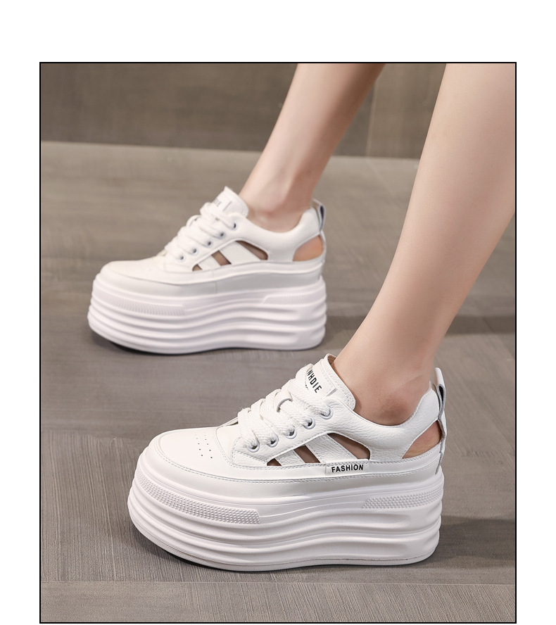 Giày sneaker nữ đế dày tăng chiều cao, phong cách thể thao — màu trắng chi tiết 14