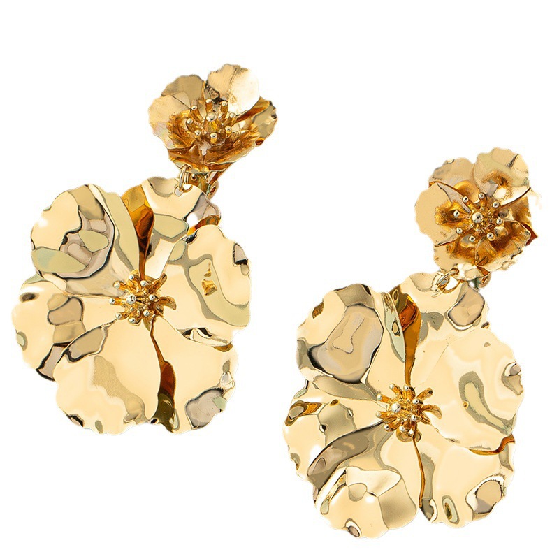 Pendientes de flores de color europeos y americanos, moda creativa para mujer, pintura retro con spray, pendientes de flores multicolor para studs, opcional image 8