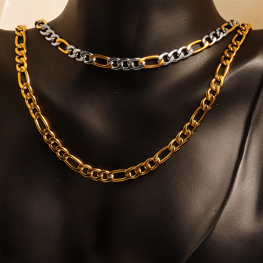 77g Weight Chain Necklace Classification Wholesale Jewelry Retro Solid Color 304 Stainless Steel Plating Cuban Link Chain Curb Chain Chain Necklace