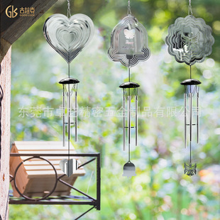 Cross-Border 3D Rotating Wind Chime Wind-Turn Mirror Home Garden Pastoral Decoration Creative Metal Crafts Wind Chime Hanging Ornaments