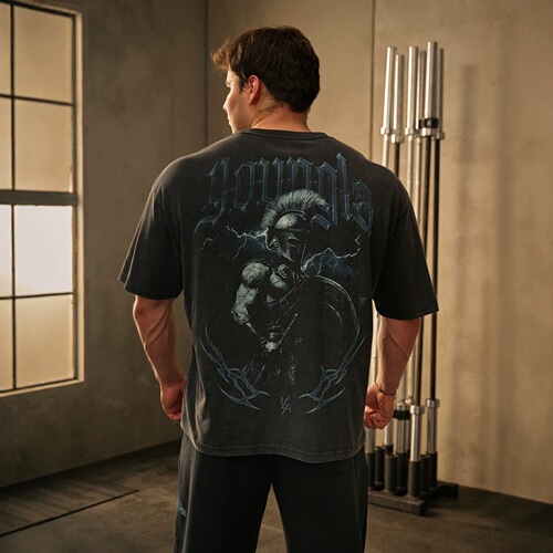 Youngla men's sports, leisure and fitness printed style large version loose cotton short-sleeved T-shirt on sale one item