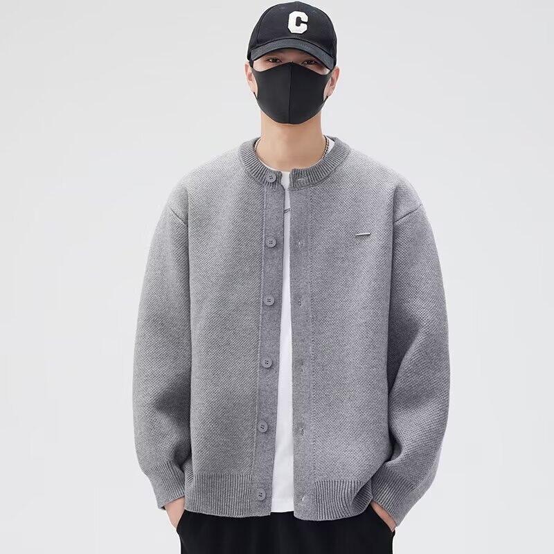 2026 Autumn New Baseball Collar Thick Knit Cardigan Solid Color Loose Casual Lazy Style Sweater Jacket Unisex 2026 Autumn New Baseball Collar Thick Knit Cardigan Solid Color Loose Casual Lazy Style Sweater Jacket Unisex