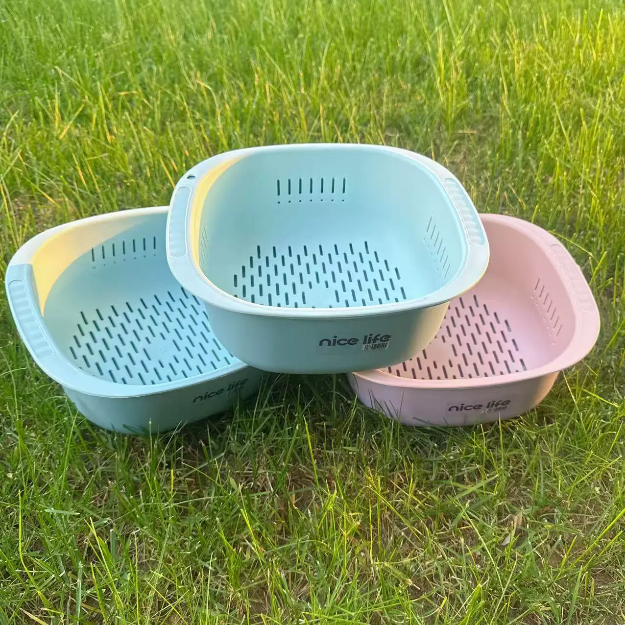 Увеличить утолщение корзины для мытья овощей Бытовые двухслойные полые фруктовые горшки Домашние раковины для кухонной пластиковой слитной корзины