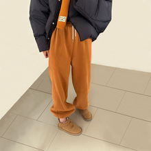 孕妇抽绳松紧直筒卫裤孕妇秋冬加厚加绒宽松显瘦休闲裤束脚长裤