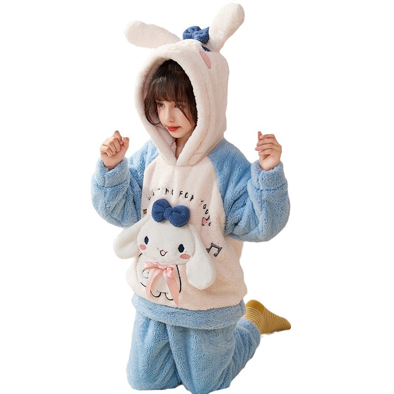 Pijamas de los niños de franela engrosada ropa de otoño e invierno medio y los niños grandes lindo Yugui perro caliente coral fleece homewear