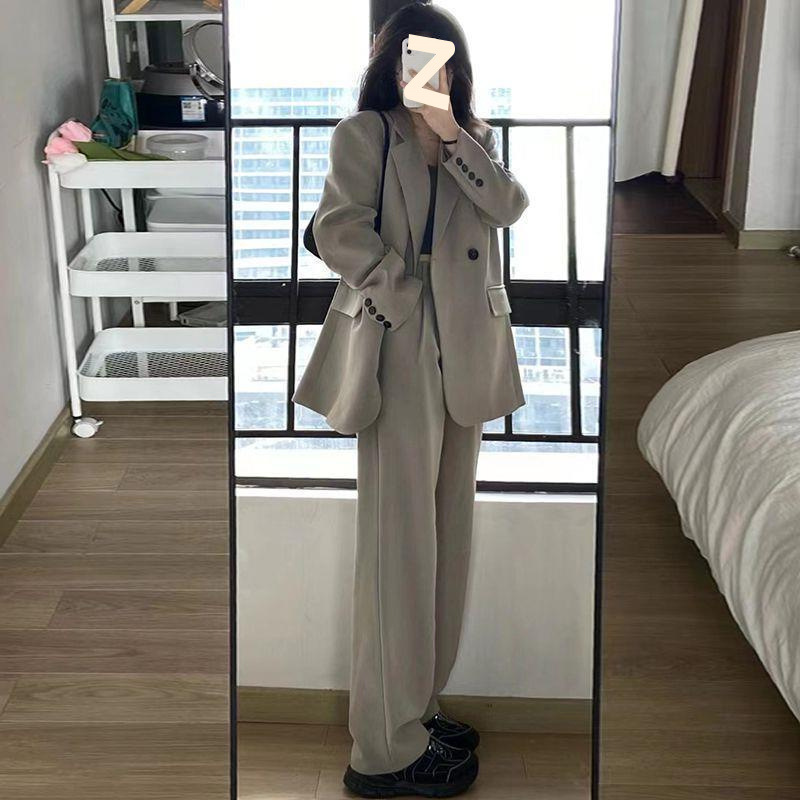 Ensemble blazer décontracté GraceChic pour femme, collection printemps-automne 2025, style coréen, coupe ample et amincissante, deux pièces._voghion.com