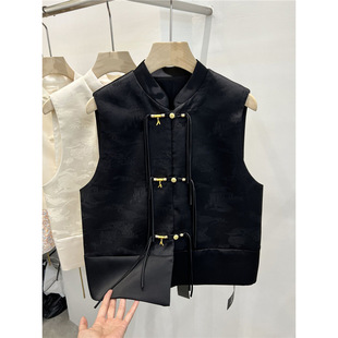 Spring and Autumn New Chinese Style Guofeng Outer Wear New Spring 2025 New Chinese Style Sleeveless Retro High-end Vest with Buckle