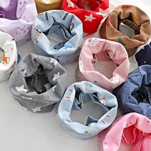 秋冬季纯棉印花无骨儿童脖套宝宝卡通围脖单层男女童保暖百变围巾