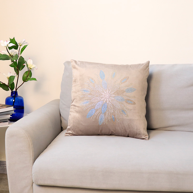 Moderno semplice colore olandese velluto strass fiore federa decorazione della casa modello camera divano cuscino fodera all'ingrosso_voghion.com