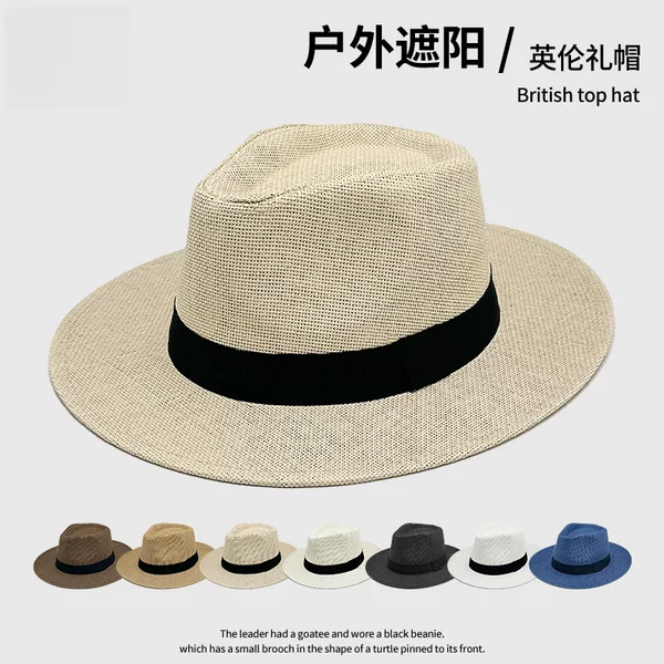 Spring and Summer Travel Vacation Beach Hat Women's British Hat Sun Protection Wide Brim Beach Male Panama Couple Straw Hat