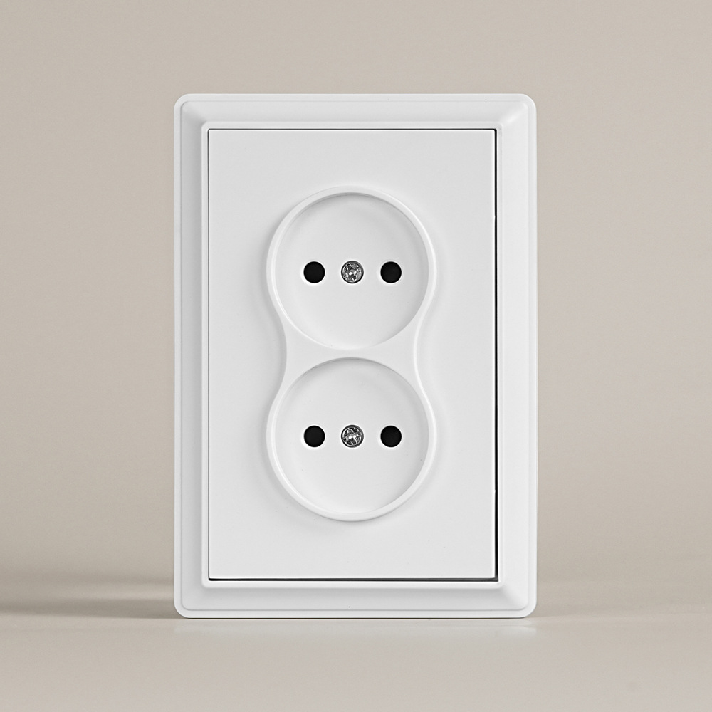 欧标90*90mm塑料阻燃大板双俄插16A墙壁插座双位俄插110-250V